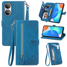 Funda de Cuero Cartera con Soporte Carcasa S06D para Huawei Honor X7 Azul