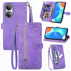 Funda de Cuero Cartera con Soporte Carcasa S06D para Huawei Honor X7 Morado