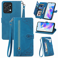 Funda de Cuero Cartera con Soporte Carcasa S06D para Huawei Honor X7a Azul