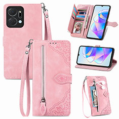 Funda de Cuero Cartera con Soporte Carcasa S06D para Huawei Honor X7a Rosa