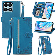 Funda de Cuero Cartera con Soporte Carcasa S06D para Huawei Honor X8a 4G Azul