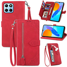 Funda de Cuero Cartera con Soporte Carcasa S06D para Huawei Honor X8a 5G Rojo