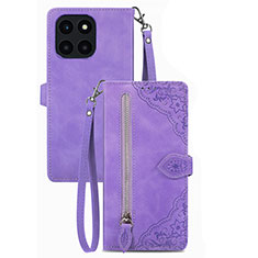 Funda de Cuero Cartera con Soporte Carcasa S06D para Huawei Honor X8b Morado