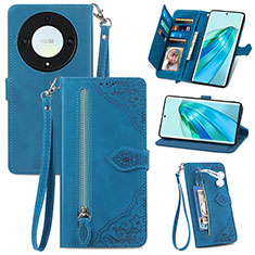 Funda de Cuero Cartera con Soporte Carcasa S06D para Huawei Honor X9a 5G Azul