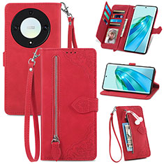 Funda de Cuero Cartera con Soporte Carcasa S06D para Huawei Honor X9a 5G Rojo