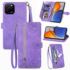 Funda de Cuero Cartera con Soporte Carcasa S06D para Huawei Nova Y61 Morado