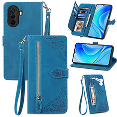 Funda de Cuero Cartera con Soporte Carcasa S06D para Huawei Nova Y70 Azul