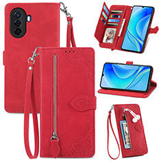 Funda de Cuero Cartera con Soporte Carcasa S06D para Huawei Nova Y71 Rojo