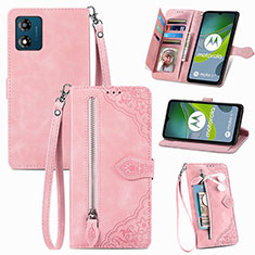 Funda de Cuero Cartera con Soporte Carcasa S06D para Motorola Moto E13 Rosa