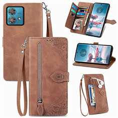 Funda de Cuero Cartera con Soporte Carcasa S06D para Motorola Moto Edge 40 Neo 5G Marron