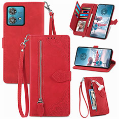 Funda de Cuero Cartera con Soporte Carcasa S06D para Motorola Moto Edge 40 Neo 5G Rojo