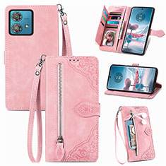 Funda de Cuero Cartera con Soporte Carcasa S06D para Motorola Moto Edge 40 Neo 5G Rosa