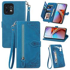 Funda de Cuero Cartera con Soporte Carcasa S06D para Motorola Moto Edge 40 Pro 5G Azul