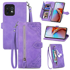 Funda de Cuero Cartera con Soporte Carcasa S06D para Motorola Moto Edge 40 Pro 5G Morado