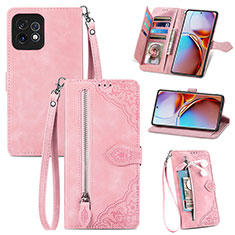 Funda de Cuero Cartera con Soporte Carcasa S06D para Motorola Moto Edge Plus (2023) 5G Rosa