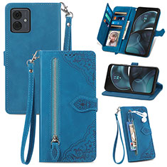 Funda de Cuero Cartera con Soporte Carcasa S06D para Motorola Moto G14 Azul