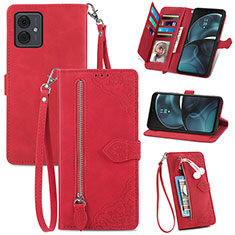 Funda de Cuero Cartera con Soporte Carcasa S06D para Motorola Moto G14 Rojo