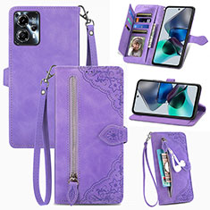 Funda de Cuero Cartera con Soporte Carcasa S06D para Motorola Moto G23 Morado