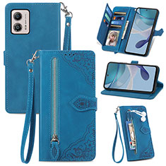 Funda de Cuero Cartera con Soporte Carcasa S06D para Motorola Moto G53 5G Azul