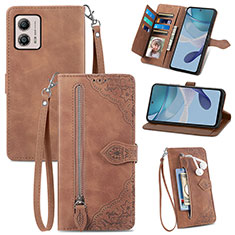 Funda de Cuero Cartera con Soporte Carcasa S06D para Motorola Moto G53j 5G Marron