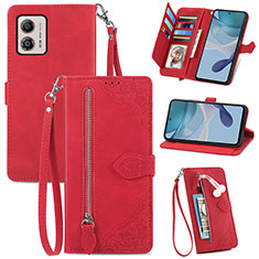 Funda de Cuero Cartera con Soporte Carcasa S06D para Motorola Moto G53y 5G Rojo