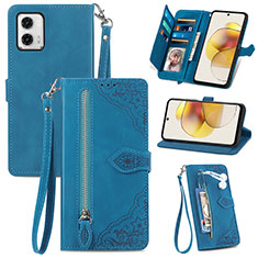 Funda de Cuero Cartera con Soporte Carcasa S06D para Motorola Moto G73 5G Azul