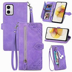 Funda de Cuero Cartera con Soporte Carcasa S06D para Motorola Moto G73 5G Morado