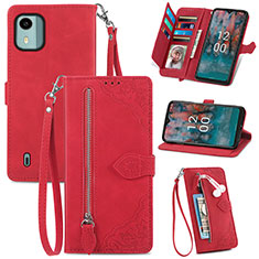 Funda de Cuero Cartera con Soporte Carcasa S06D para Nokia C12 Plus Rojo