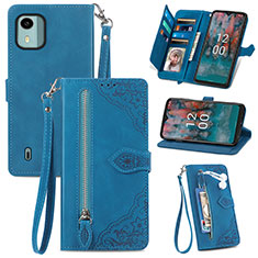 Funda de Cuero Cartera con Soporte Carcasa S06D para Nokia C12 Pro Azul