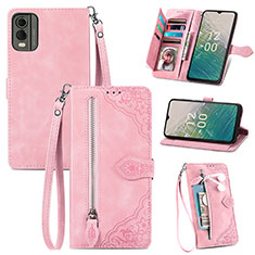 Funda de Cuero Cartera con Soporte Carcasa S06D para Nokia C32 Rosa