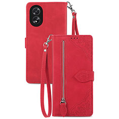 Funda de Cuero Cartera con Soporte Carcasa S06D para Oppo A18 Rojo