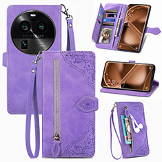 Funda de Cuero Cartera con Soporte Carcasa S06D para Oppo Find X6 Pro 5G Morado