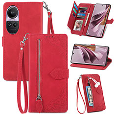 Funda de Cuero Cartera con Soporte Carcasa S06D para Oppo Reno10 5G Rojo