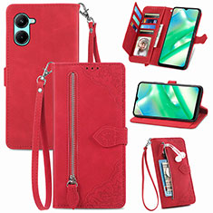 Funda de Cuero Cartera con Soporte Carcasa S06D para Realme C33 (2023) Rojo