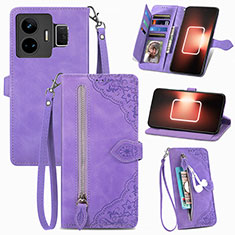 Funda de Cuero Cartera con Soporte Carcasa S06D para Realme GT Neo5 240W 5G Morado