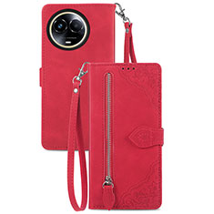 Funda de Cuero Cartera con Soporte Carcasa S06D para Realme V50 5G Rojo