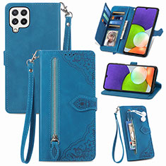 Funda de Cuero Cartera con Soporte Carcasa S06D para Samsung Galaxy A22 4G Azul