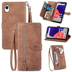 Funda de Cuero Cartera con Soporte Carcasa S06D para Samsung Galaxy A22 5G SC-56B Marron