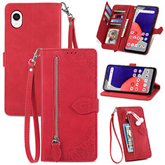 Funda de Cuero Cartera con Soporte Carcasa S06D para Samsung Galaxy A22 5G SC-56B Rojo