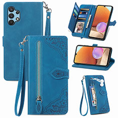 Funda de Cuero Cartera con Soporte Carcasa S06D para Samsung Galaxy A32 4G Azul