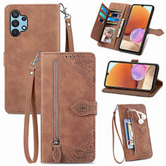 Funda de Cuero Cartera con Soporte Carcasa S06D para Samsung Galaxy A32 4G Marron