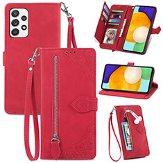 Funda de Cuero Cartera con Soporte Carcasa S06D para Samsung Galaxy A52 4G Rojo