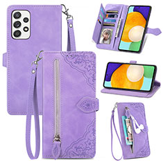 Funda de Cuero Cartera con Soporte Carcasa S06D para Samsung Galaxy A52s 5G Morado