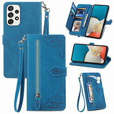 Funda de Cuero Cartera con Soporte Carcasa S06D para Samsung Galaxy A53 5G Azul