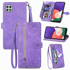 Funda de Cuero Cartera con Soporte Carcasa S06D para Samsung Galaxy F42 5G Morado