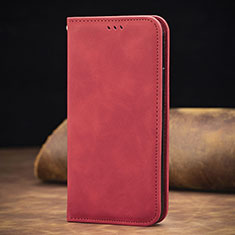 Funda de Cuero Cartera con Soporte Carcasa S06D para Samsung Galaxy F62 5G Rojo