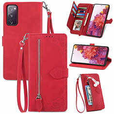 Funda de Cuero Cartera con Soporte Carcasa S06D para Samsung Galaxy S20 FE (2022) 5G Rojo