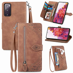 Funda de Cuero Cartera con Soporte Carcasa S06D para Samsung Galaxy S20 FE 4G Marron