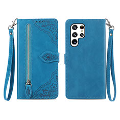 Funda de Cuero Cartera con Soporte Carcasa S06D para Samsung Galaxy S23 Ultra 5G Azul