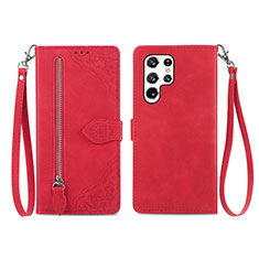 Funda de Cuero Cartera con Soporte Carcasa S06D para Samsung Galaxy S23 Ultra 5G Rojo